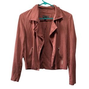 ONE by Chapter One Dusty Rose Faux Suede Waterfall‎ Moto Jacket